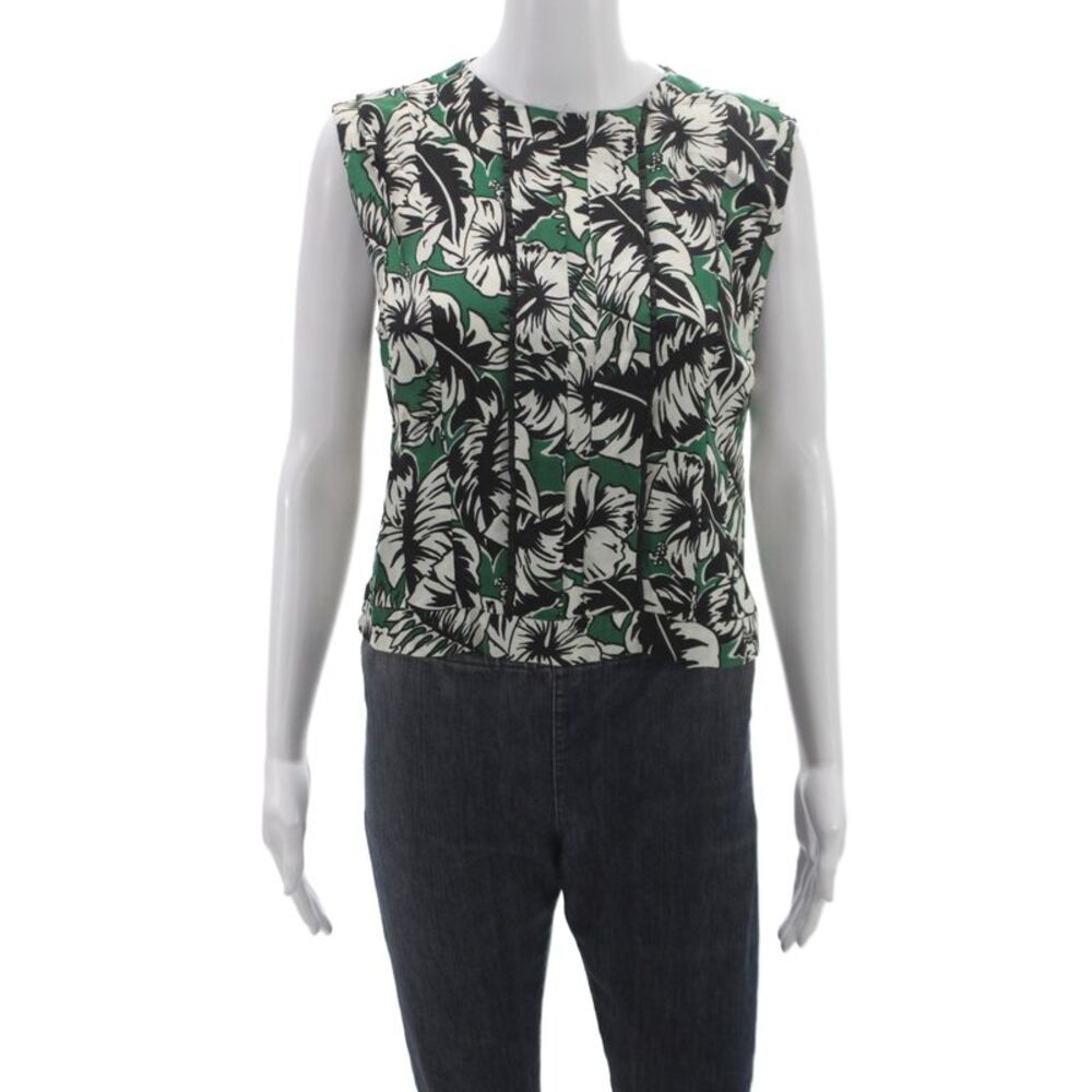 Zara Woman Women Basic Black Floral Sleeveless Round Neck Blouse Size M